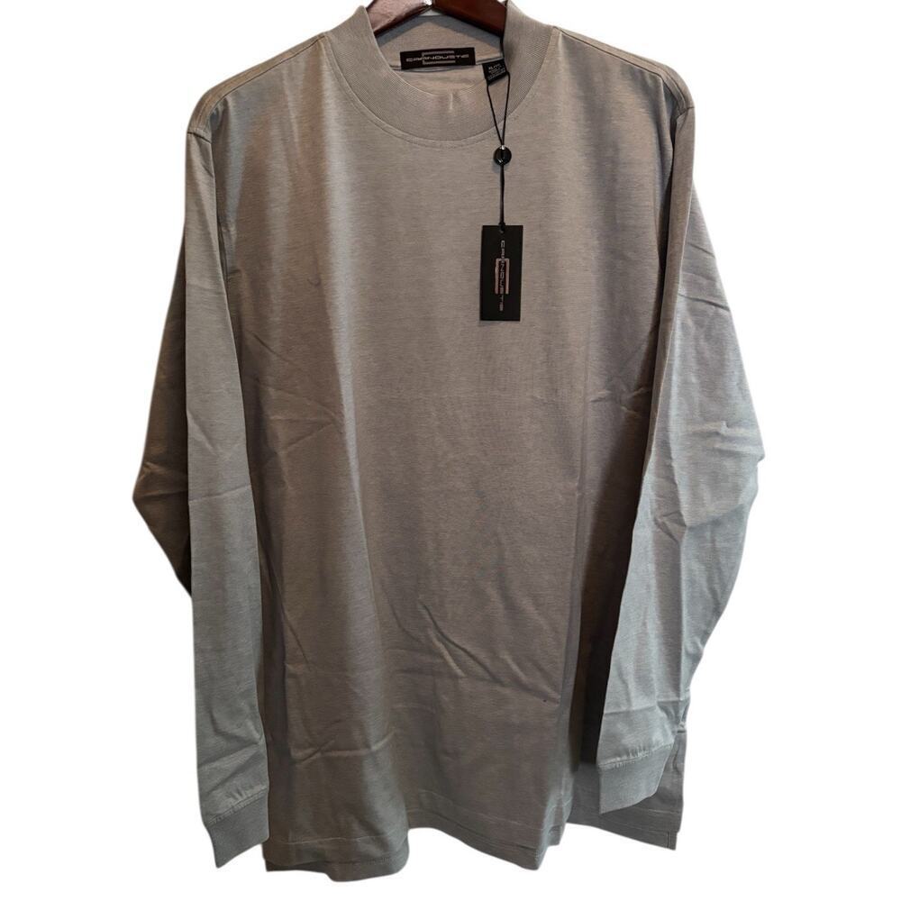 CARNOUSTIE Mens Size XL Long Sleeve Round Neck Shirt Light Blue Gray Cotton NWT